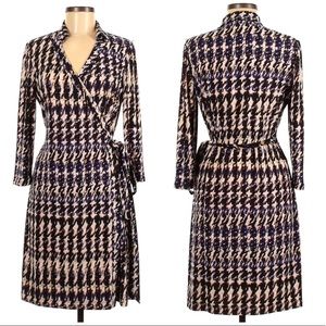 Nine West Purple Houndstooth wrap dress